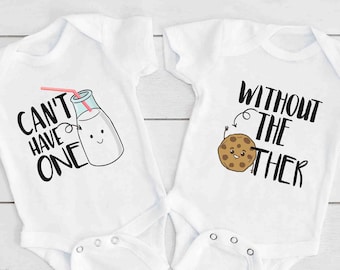 Funny Twin s®, Best Friend Shirts, Twin Baby Gifts, Best Friends Outfits, Milk and Cookie, Gift For Twins, Mac and Cheese, Twin Outfit