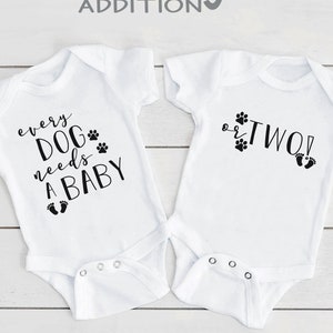 Every Dog Needs A Baby Or Two, Bodysuit, Cute Twin s, Dog Lover Gift, Dogs, Twin Baby Gifts, Gift For Twins, Twin Outfit, Long Sleeve