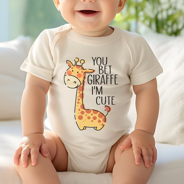 You Bet Giraffe I'm Cute Baby Onesie, Funny Animal Baby Shower Gift, Baby Clothes, Giraffe Bodysuit, Animal Pun Onesie®, Gender Neutral