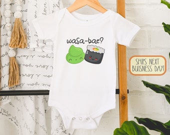 Wasa-Bae , Funny Baby , Funny Pun, Baby Bodysuit, Food , Wasabi Sushi, Foodie, Asian Baby s, Long Sleeve, Toddler, Onesie®