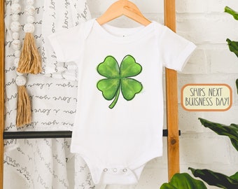 St Patricks Day , St. Patrick Day Outfit, Baby Girl, Baby Boy, Toddler T-Shirt, Four Leaf Clover, Watercolor Shamrock , Pinch, Onesie®