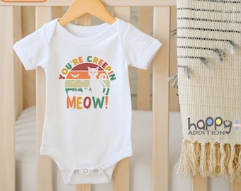 Funny Halloween Baby Bodysuit, You're Creeping Meow Pun s, Cat Lover, Retro Halloween Baby Outfit, Unisex Baby Outfit Halloween Cat, Onesie®