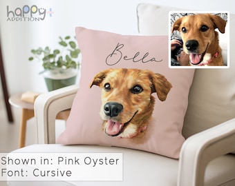 Custom Pet Portrait Pillow Using Pet Photo, Name Cat Dog Pillow, Personalized Pillows Cases, Dog Picture, Pet Picture Pillow Christmas Gift