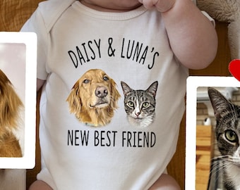 New Best Friend Onesie®, Protected By Dog Onesie®, Personalized Dog Name Onesie®, Dog Name Onesie®, Baby Shower Gift, Newborn Baby Gift