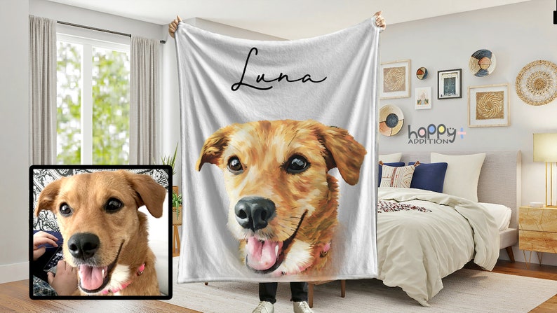 Custom Pet Portrait Throw Blanket - Thumbnail 5