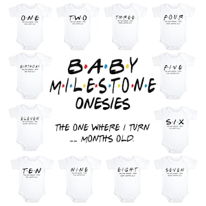 Baby Shower Gift, 12 Milestone s, Monthly Milestone  Picture, Baby Announcement, Friends TV Show, Photo Props, Unique Newborn Gifts,