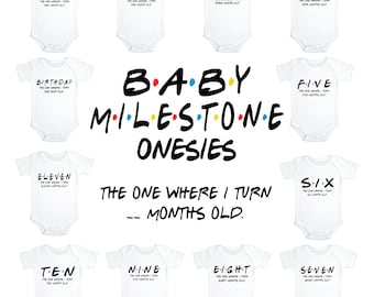 Baby Shower Gift, 12 Milestone s, Monthly Milestone  Picture, Baby Announcement, Friends TV Show, Photo Props, Unique Newborn Gifts,