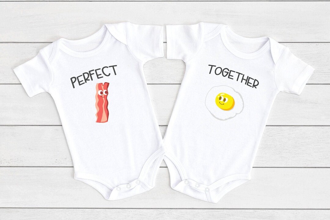 Funny Twin Onesie Bacon and Eggs Best Friend Shirts Etsy