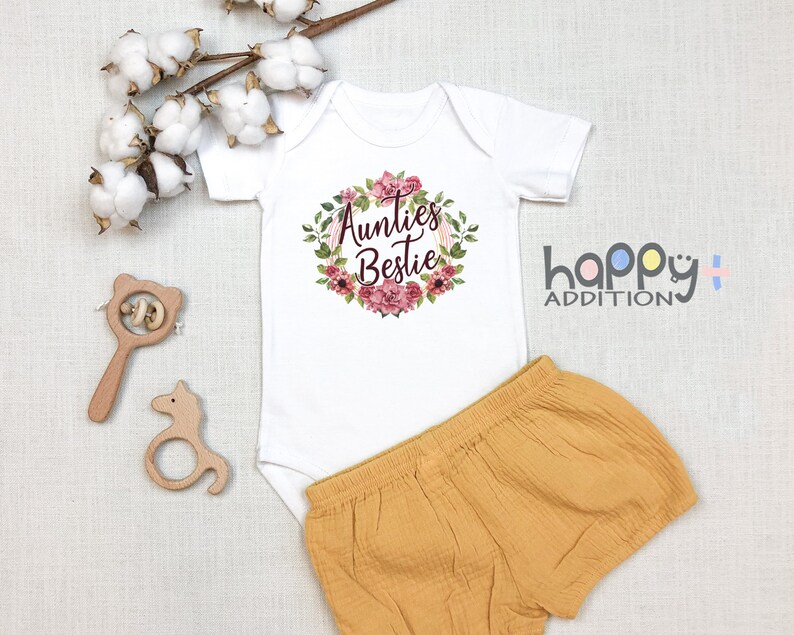 Cute Aunties Bestie Onesie Aunt Onesie Floral Baby Clothes Etsy