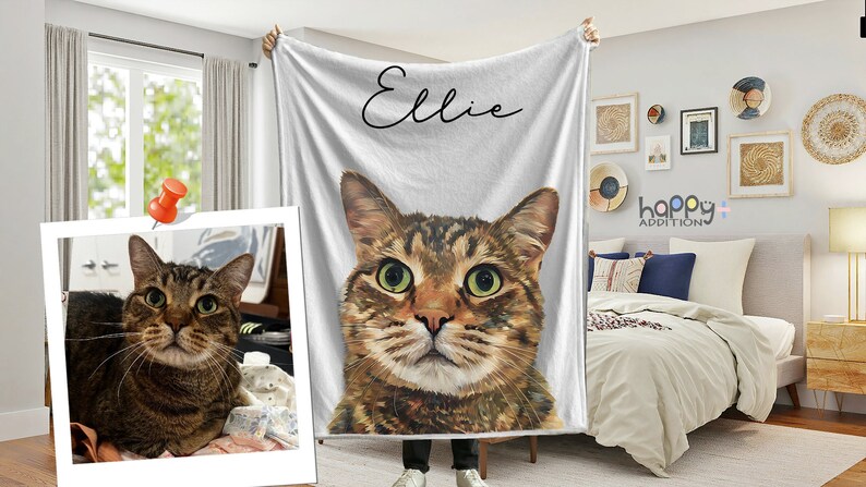 Custom Pet Portrait Throw Blanket - Thumbnail 4