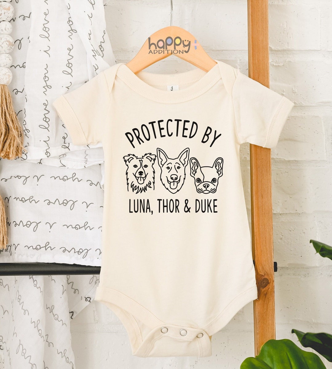 New Best Friend Onesie®, Protected by Dog Onesie®, Personalized Dog