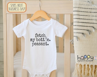 Funny Baby , Fetch My Bottle Peasant, Niece Nephew Baby Shower, Unisex Baby Clothes, Funny Milk , Newborn Baby Gift, Infant, Onesie®
