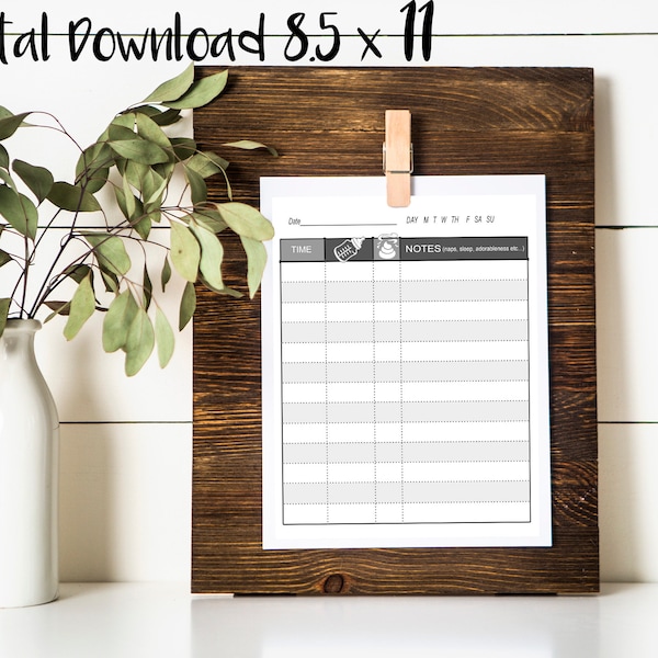 Printable Nanny Log, Daily infant care routine Sheet , Baby Log Caregiver, Printable Template,  DIY - Daily baby log, Digital Download