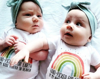 Custom Hand Picked For Earth By My Grandma In Heaven Rainbow Baby , Baby Reveal, Baby Announcement , Grandma, Grandpa, Abuela, Onesie®