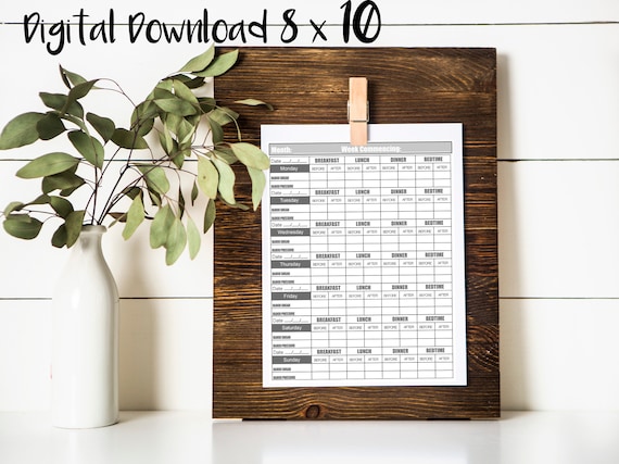 Printable Blood Pressure Log, Diabetes Tracker, Health Log (Digital Download)