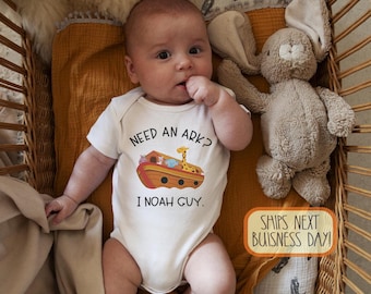 Need An Ark? I Noah Guy, Christian Baby Shower Gift, Funny Baby Onesie®, Baby Boy Outfit, Christian's, Bible, Catholic, Animals, Bodysuit