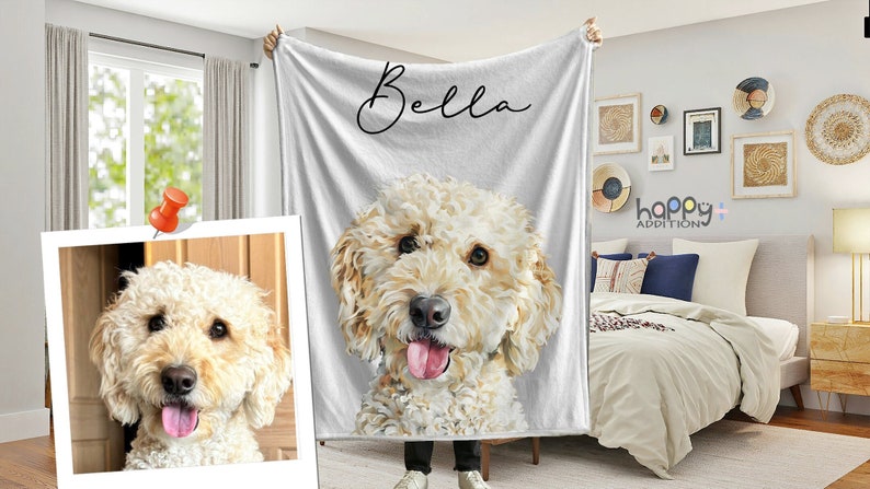 Custom Pet Portrait Throw Blanket - Thumbnail 3