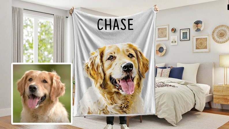 Custom Pet Portrait Throw Blanket