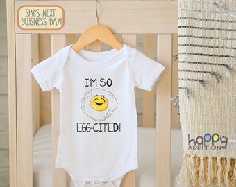 Funny Egg , I'm So Egg-Cited Baby , Fried Egg , Food , Baby Boy, Baby Girl, Baby Shower Gift, Baby Gift, Pun, Onesie®