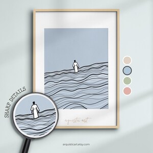 Jesus Walks on Water Print: Christian Bible Verse Art (Digital Download)