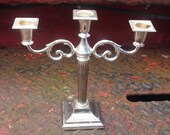 Vintage Silver Three Tier Candelabra, Large Decorative Silver Tapered Candlestick Holder