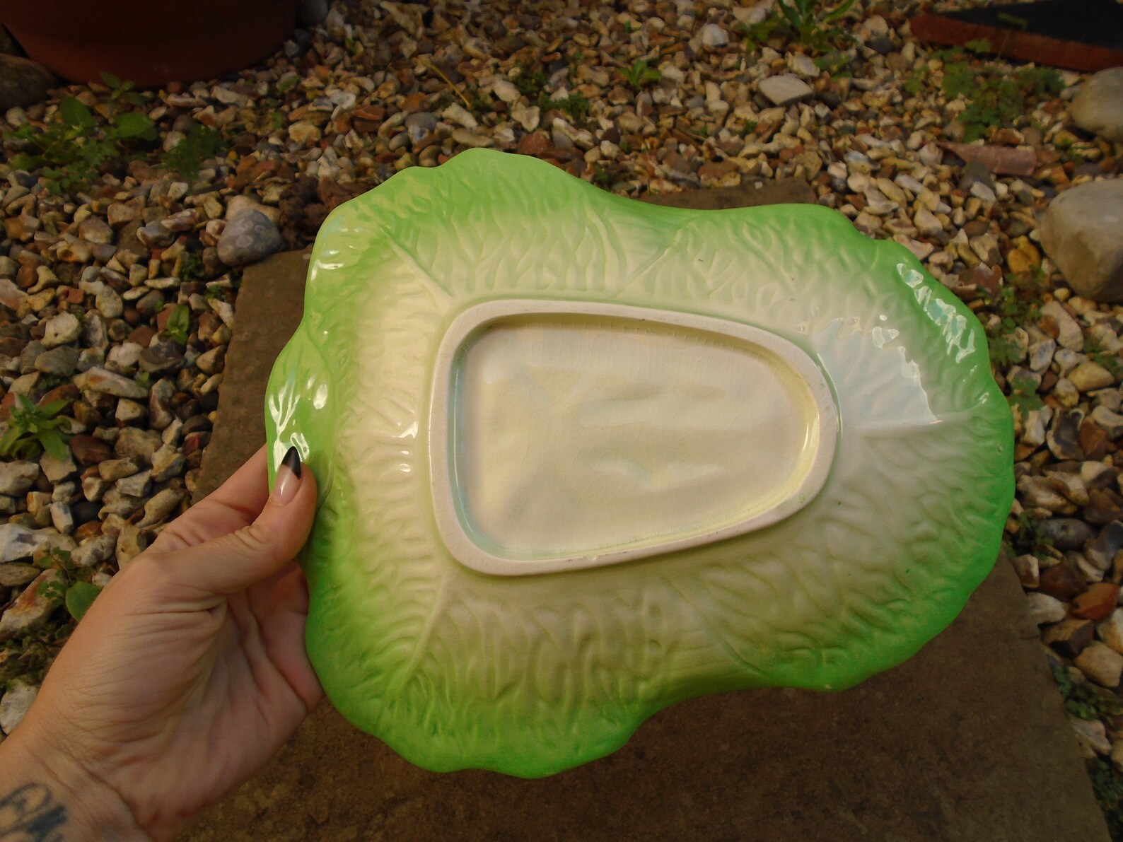 Vintage Green Ceramic Lettuce Leaf Salad Plate Etsy