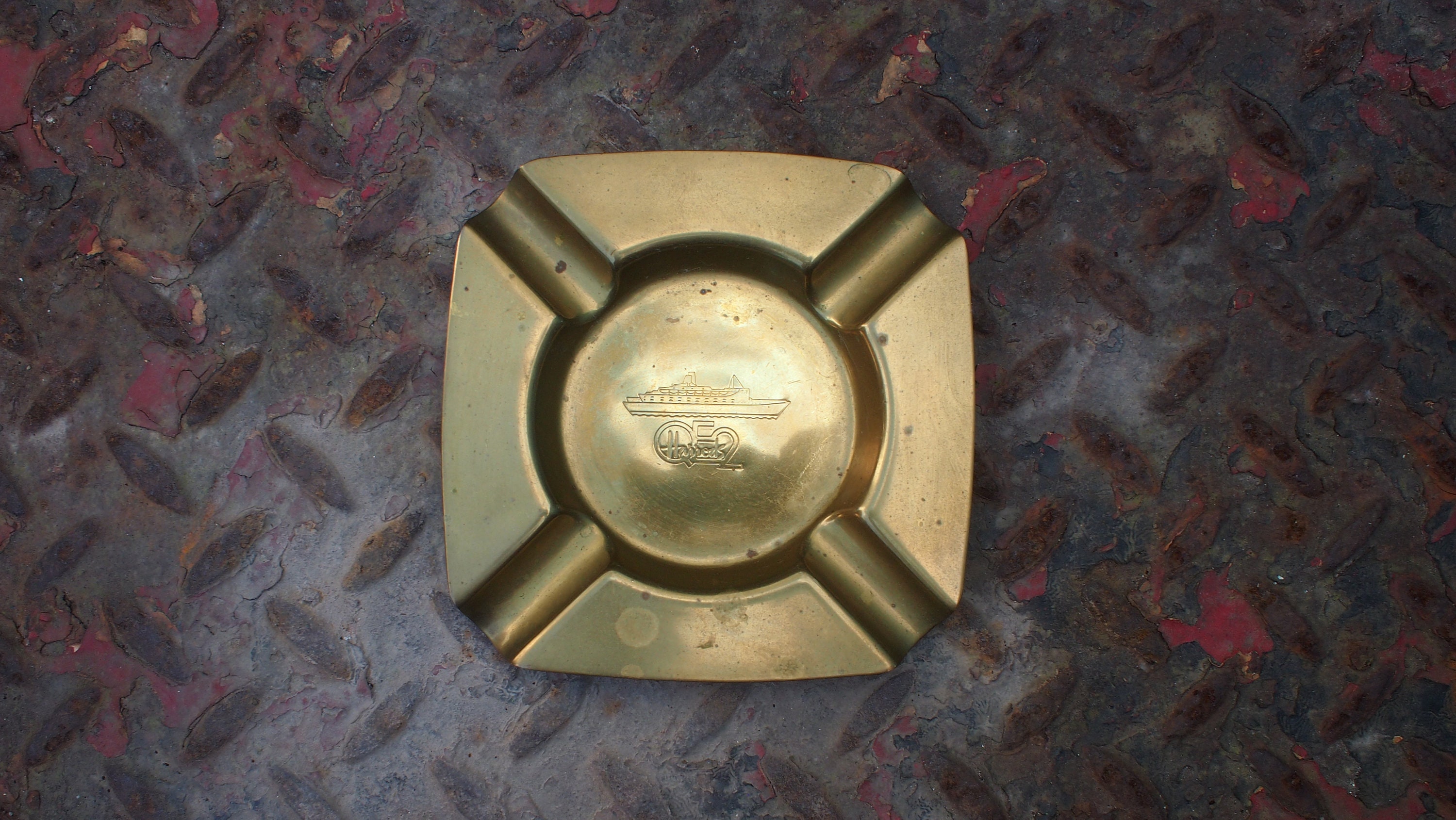 Rare Vintage Harrods QE2 Cruise Ship Memorabilia Brass Ash Etsy Canada