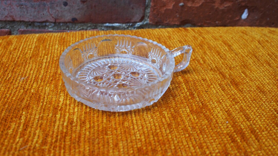 Clear Cut Glass Nappy Dish Sweet Candy Dish Bowl With Handle Etsy UK