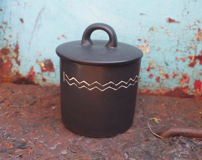 Vintage Habitat Japan Scraffito Black and White Trinket Pot Etsy