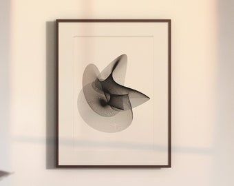 Disegno a inchiostro con plotter / Opera astratta geometrica a linee sottili / Disegno unico a inchiostro nero / A3 / Edizione limitata / Orbit 17 - Non è una stampa