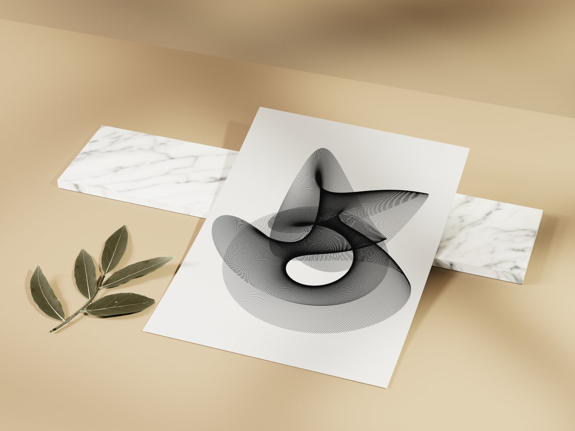 Pen Plotter Ink Drawing | Fine Line Abstract Geometric Artwork | Unique ...