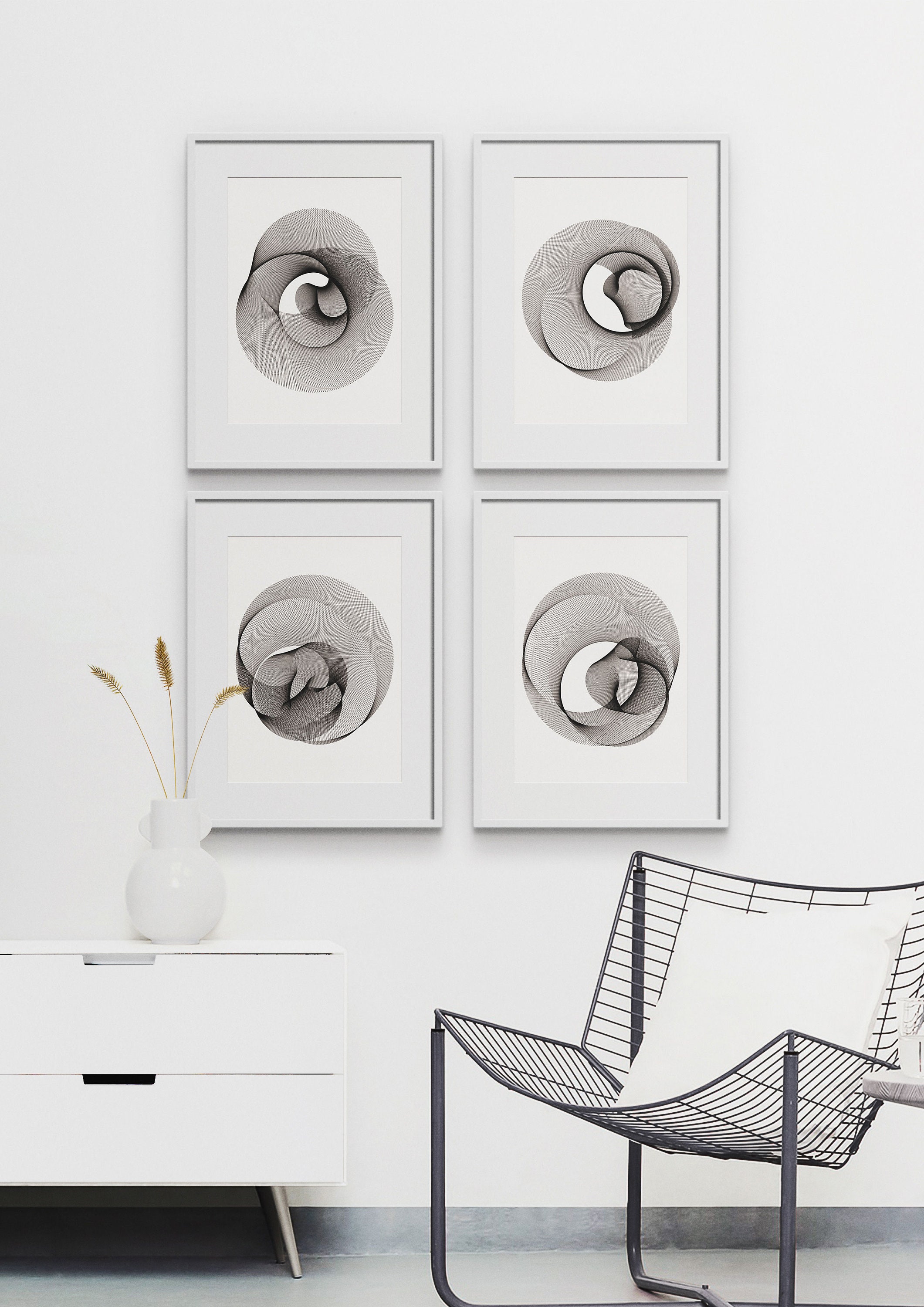 Buy Pen Plotter Ink Drawing | Fine Line Abstract Geometric Artwork ...