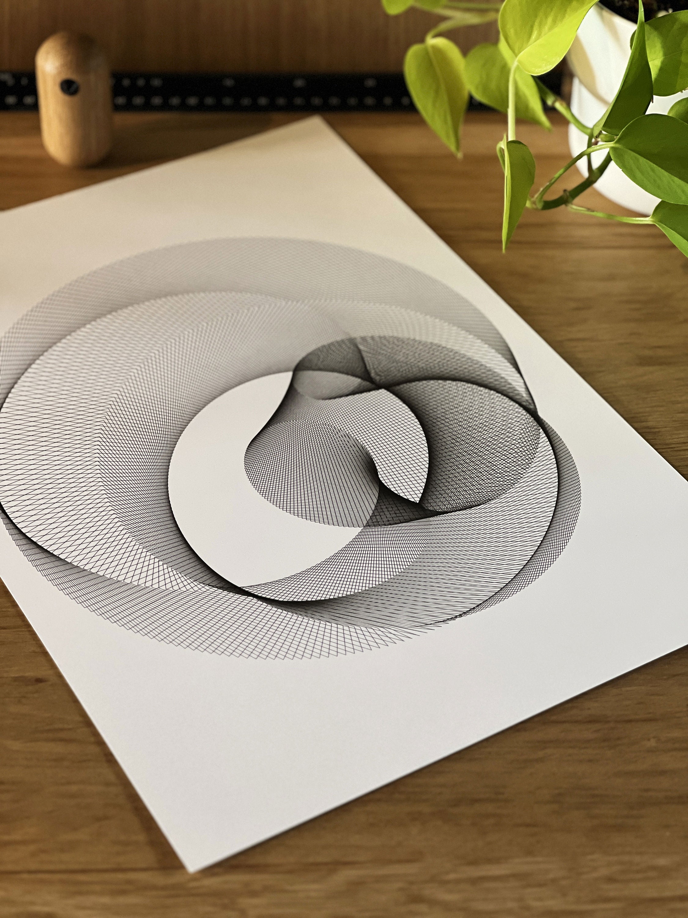 Buy Pen Plotter Ink Drawing | Fine Line Abstract Geometric Artwork ...