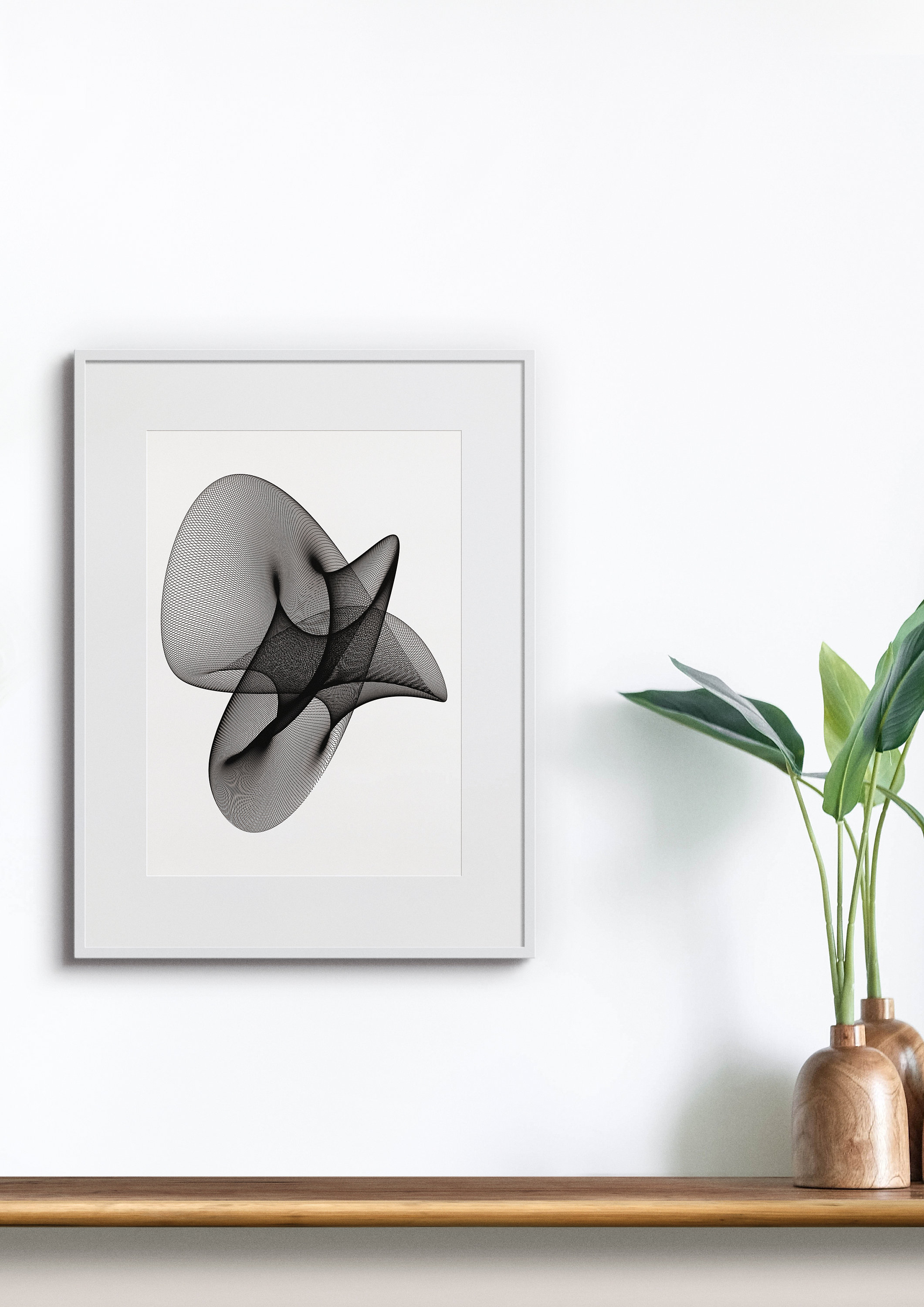 Pen Plotter Ink Drawing Fine Line Abstract Geometric Artwork Unique ...