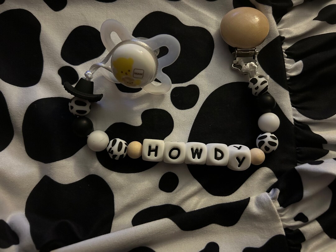 Cowboy Cow Print Baby Pacifier Clip - Etsy