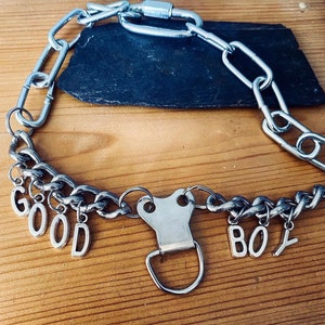 GOOD BOY stainless steel/steel neck chain, with clip attachment.