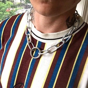 STEEL O ring chain choker necklace