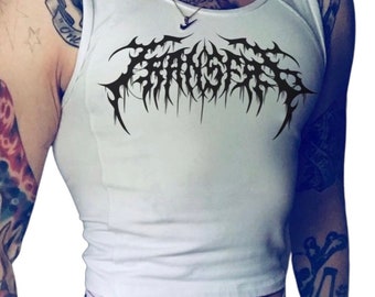 TRANSFAG DEATHCORE crop ribbed vest.