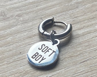 Pendiente de aro de acero inoxidable SOFT BOY