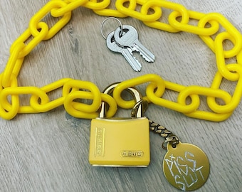 Piss Slut Yellow Padlock Chain