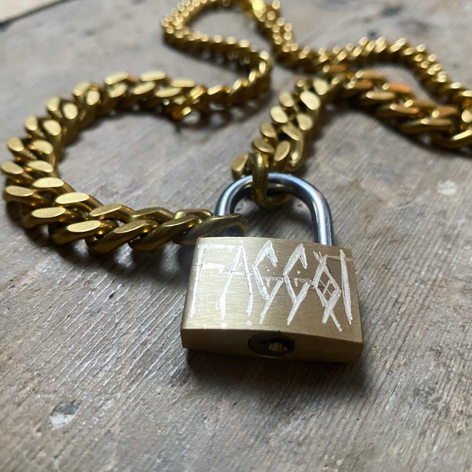 FGGT Solid Brass Hand Engraved Padlock Neck Chain. With Solid Etsy