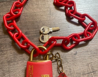 Fisting Red Padlock Chain