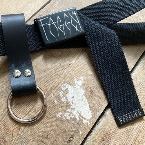 FGGT FOREVER canvas sk8r belt. With detachable leather keyring holder. Made to order. Custom sized.