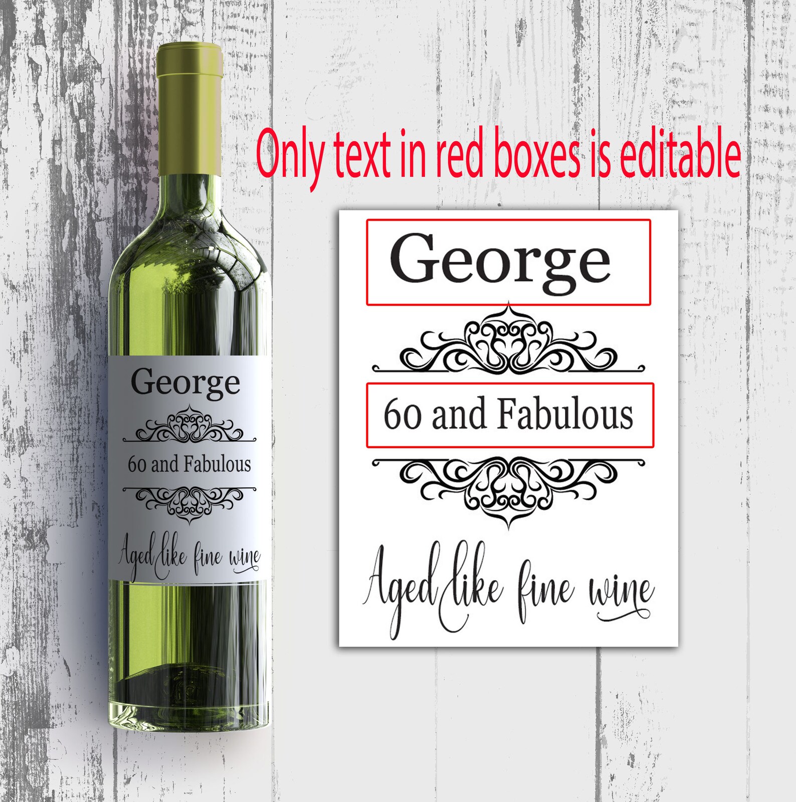 60th Birthday Gift Idea Birthday Wine Label Printable Etsy