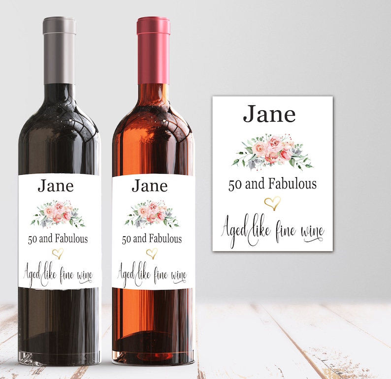 Birthday wine label 50th birthday gift idea Personalized