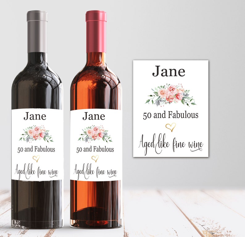 Birthday wine label 50th birthday gift idea Personalized