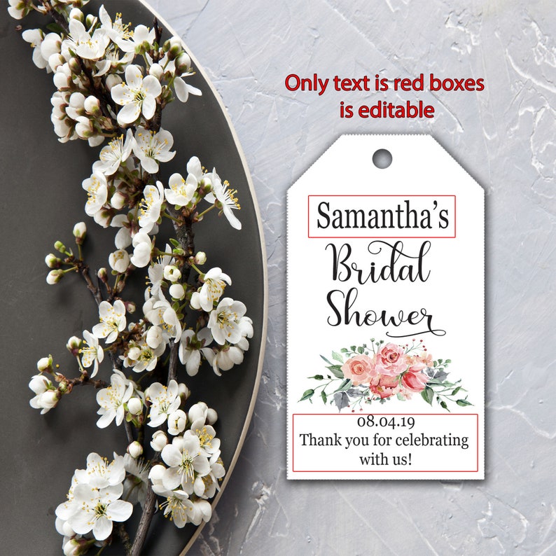Bridal Shower Favor Tags Template Printable Gift Tags Thank You Tags ...