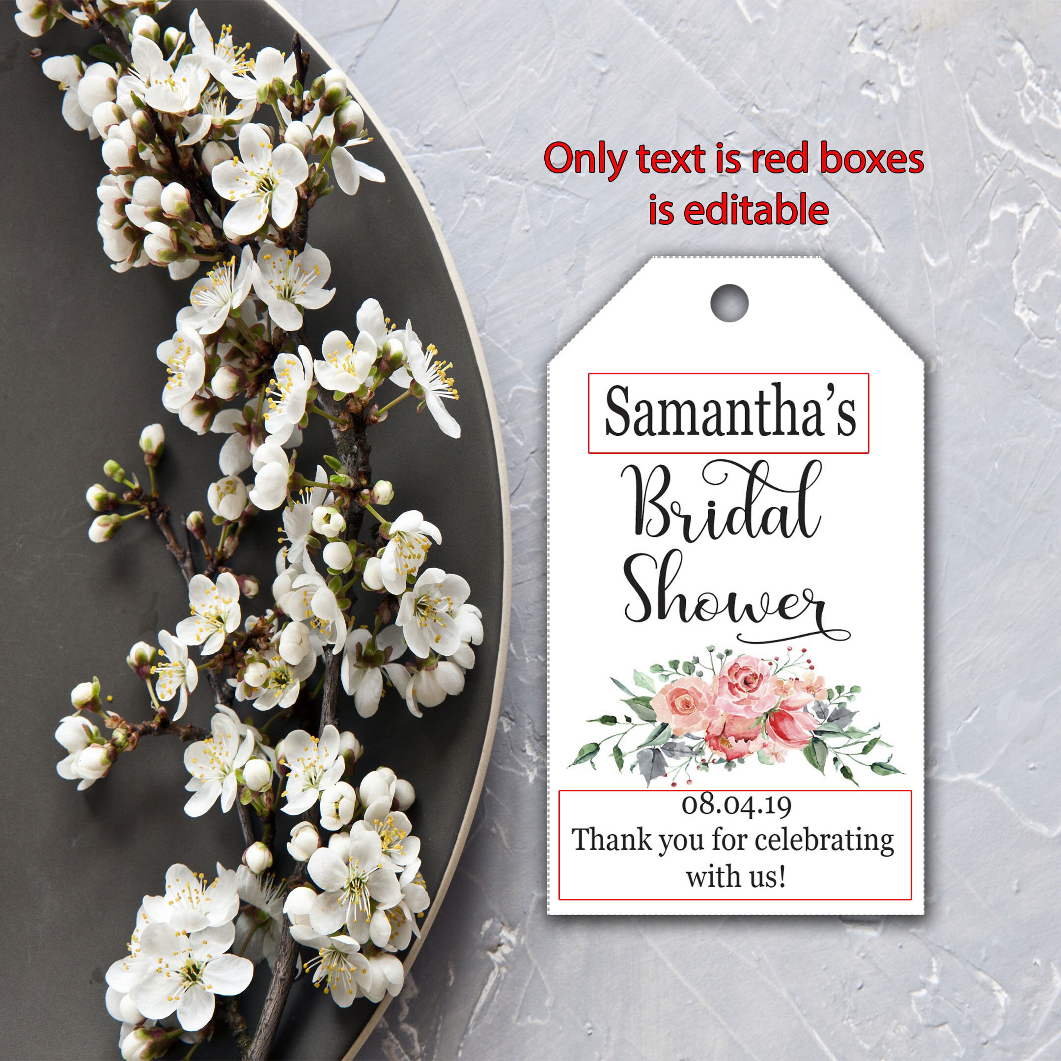 Bridal Shower Favor Tags Template Printable Gift Tags Thank You Tags ...