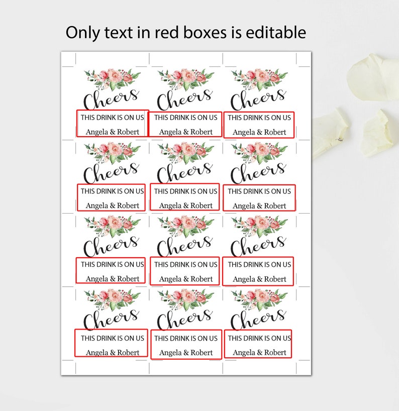 Printable Drink Tokens PDF, Wedding Drink Tickets, Free Drink Ticket