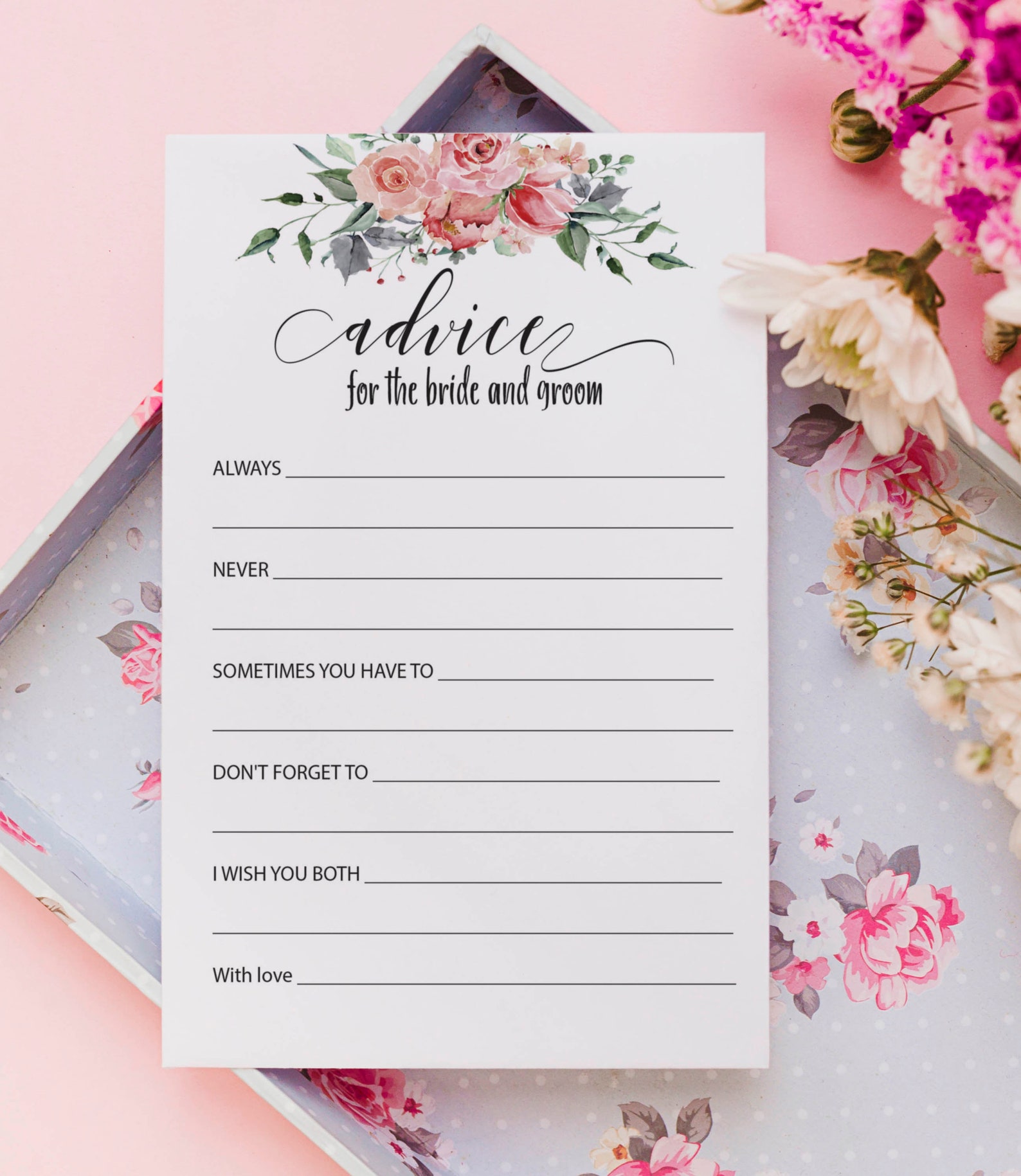Advice for the Bride and Groom Card Printable Bridal Shower Games ...
